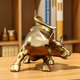 Wall Street Bull Market Resin Ornaments Feng Shui Fortune Statue Wealth Figurines for Office Interior Desktop Decor