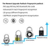 Fingerprint Padlock Biometric Metal Keyless Thumbprint Lock USB Rechargeable for Luggage Bookcase Suitcase Backpack Bike