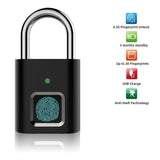 Fingerprint Padlock Biometric Metal Keyless Thumbprint Lock USB Rechargeable for Luggage Bookcase Suitcase Backpack Bike