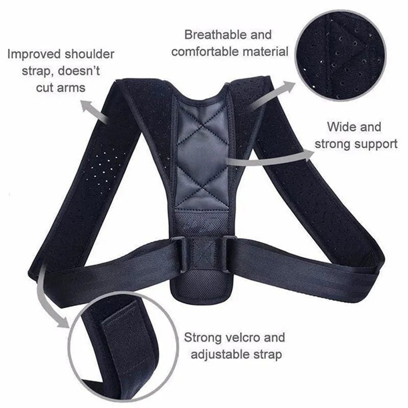 1Xunisex Adjustable Back Brace Support Invisible Shoulder Posture Corrector Spine Neck Health Correction Belt Home Office Sport