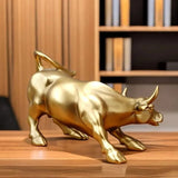 Wall Street Bull Market Resin Ornaments Feng Shui Fortune Statue Wealth Figurines for Office Interior Desktop Decor