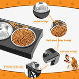 Elevated Pet Dog Feeding Bowls 3 Adjustable Heights