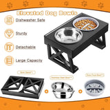 Elevated Pet Dog Feeding Bowls 3 Adjustable Heights