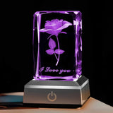 Colourful 3D Rose Crystal LED Night Light