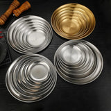 Round Stainless Steel Gold Silver Kitchen Plates  