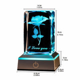 Colourful 3D Rose Crystal LED Night Light