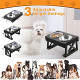 Elevated Pet Dog Feeding Bowls 3 Adjustable Heights