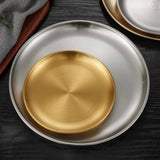 Round Stainless Steel Gold Silver Kitchen Plates  