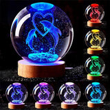 3D Glow In The Dark Dolphin Crystal Ball Night Light