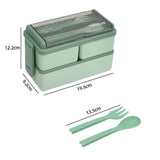 Portable Double Layered Lunch Box With Forks and Spoons 