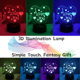 3D LED Heart Acrylic Bedside Table Lamp