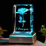 Colourful 3D Rose Crystal LED Night Light